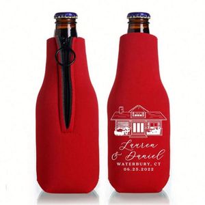 Ilustración Personalizada del Lugar del Evento, Enfriador Plegable de Espuma con Cierre, Recuerdos de Boda, Aislante de Bebidas, Porta Botellas, Recuerdo de Fiesta - Product Image 1