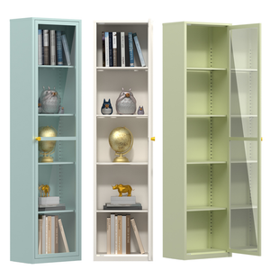 Classeur minimaliste pour bureau à domicile avec porte en verre Affichage Étagère en acier Bibliothèques de rangement et placard pour bar à la maison - Product Image 1