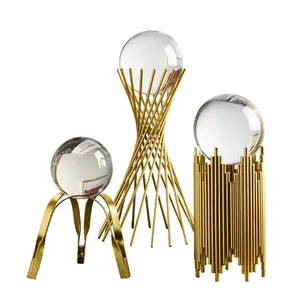 Home Decoration Minimalist Luxury Desktop Metal Crystal Golden Ball Handicrafts