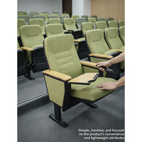 Sièges d'auditorium modernes et robustes avec porte-bouteille en tissu et accoudoir en bois massif importé pour salles de conférence, théâtres et écoles