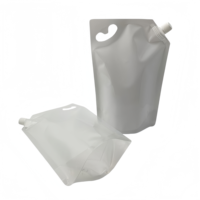 Pochette souple transparente blanche biodégradable de qualité alimentaire avec bec verseur, refermable, pour emballage liquide, vente en gros