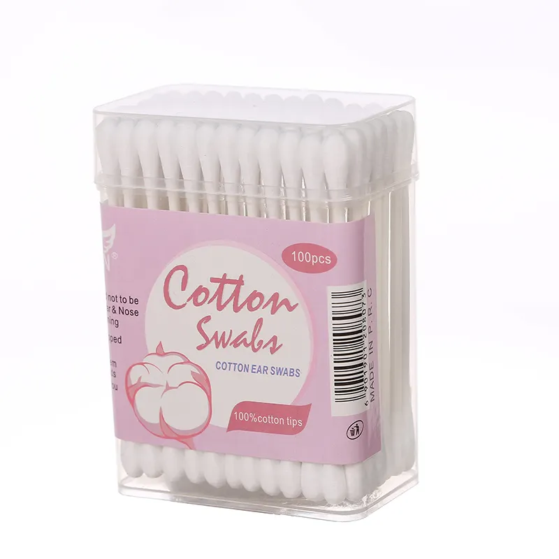 YUXIN cleaning tips 100 Cotton Swabs box packing Paper Stick cotton buds