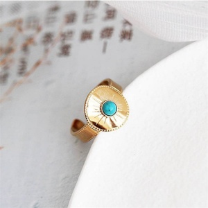 Anillo Vintage Chapado en Oro PVD de 18k, Anillo de Aro con Turquesa Popular para Mujer - Product Image 2