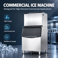 Machine à glaçons cubiques commerciale de 500 kg, refroidie par air ou par eau, avec un stockage de 200 kg pour hôtel, restaurant