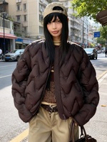 Janveny 2026 Nouvelle Veste Courte Matelassée Légère en Duvet de Canard Blanc pour Femme, Col Rond Ample, Collection Automne Hiver