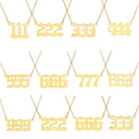 Collar de número de Ángel de acero inoxidable chapado en oro de 18K, joyería personalizada de alta calidad, sin deslustrar, resistente al agua, venta al por mayor