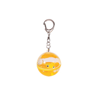 Porte-clés sphérique en acrylique transparent brillant avec figurine de dessin animé miniature flottante, personnalisable avec logo, vente en gros, pendentif souvenir