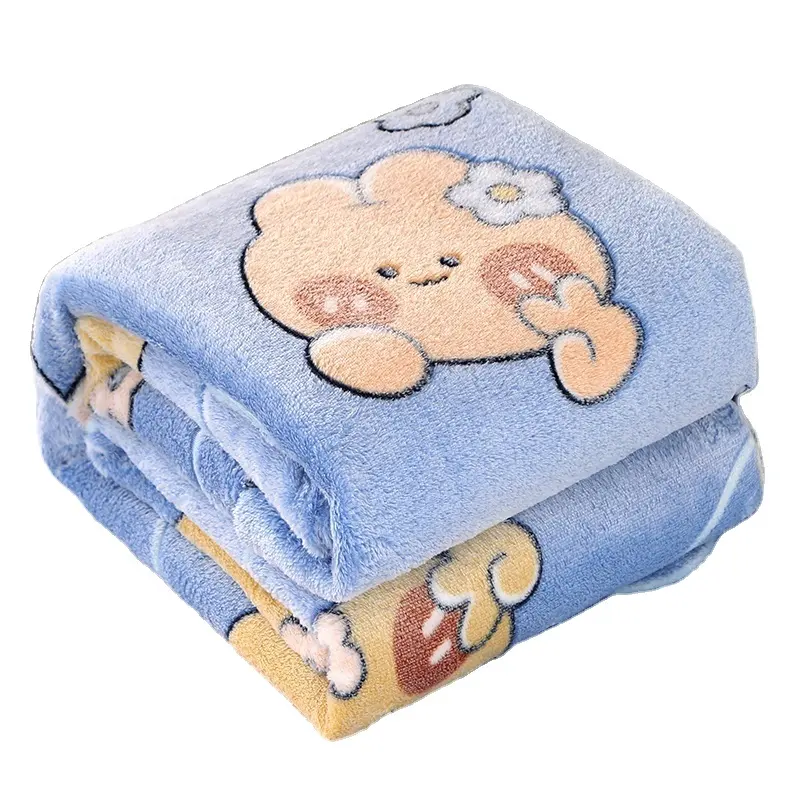 싼 가격 전문 업자 커스텀 사이즈 블루 만화 고양이 프린트 슈퍼 소프트 따뜻한 침대 담요