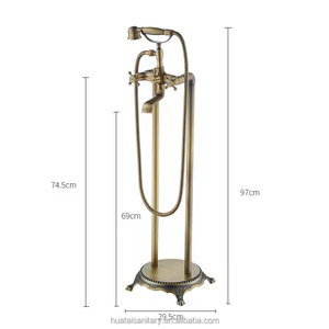 Ferro retro old gold floor bath tap <span class=keywords><strong>gessi</strong></span> golden rubinetto per vasca da <span class=keywords><strong>bagno</strong></span> con piedini autoportanti montato a pavimento - Product Image 5