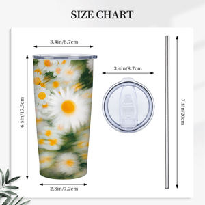 Vaso aislado de acero inoxidable con imagen personalizada de 20oz con tapa y accesorio aislado con pajita - Product Image 4