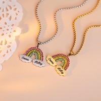 Collar Personalizado de Acero Inoxidable Chapado en Oro de 18K para Mujer, con Circonitas de Colores de Arcoíris, Regalo con Nombre Grabado