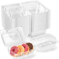 Boîtes d'emballage alimentaire jetables en plastique PP rectangulaires transparentes multi-usages - Boîte à salade de fruits, dessert, à emporter, boîte à lunch avec couvercle