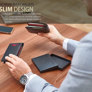 Custom Logo Bifold Slim PU Leather <b>Wallet</b> with RFID Blocking 11 Credit Card Slots 1 ID Window and Money Clip - Product Image 4