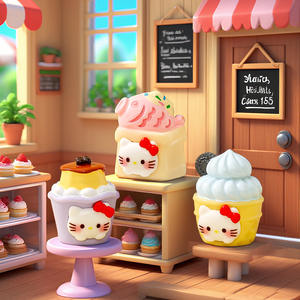 Dibujos animados lindo palomitas de maíz café helado Sundae Kt gatito resina encantos Diy Accesorios de escritorio caja de basura caja de almacenamiento decoraciones para el hogar - Product Image 3