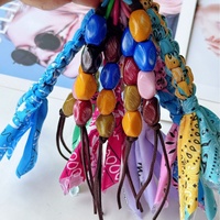 Gantungan Kunci Bandana Kustom Tenun Tangan Berhias Manik-Manik, Cincin Kunci Motif Paisley, Aksesoris Tas, Hadiah Fashion, Grosir