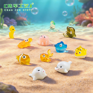 Adornos de micropaisaje Weij: Lindos animales marinos - calamar, orca, medusa, cangrejo ermitaño, accesorios de resina - Product Image 2