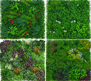 Panneau mural en <span class=keywords><strong>herbe</strong></span> artificielle <span class=keywords><strong>à</strong></span> motif personnalisé, résistant aux UV, feuille de plante verte pour décoration de fond intérieure et extérieure - Product Image 4