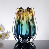 Vase en verre artisanal ombré, style moderne minimaliste, pour la maison, la salle d'exposition, la table basse, l'entrée, décoration, vase ornemental