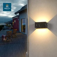 Lámpara de Pared para Exteriores, Moderna, de Aluminio, con Doble Temperatura de Color, IP65 Impermeable, CRI80, 3 Años de Garantía, para Decoración de Jardín