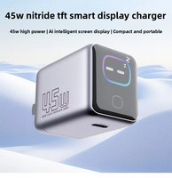 Chargeur GaN 45W avec écran intelligent IA, adaptateur rapide, port Type-C, charge rapide pour ordinateurs portables, téléphones et tablettes