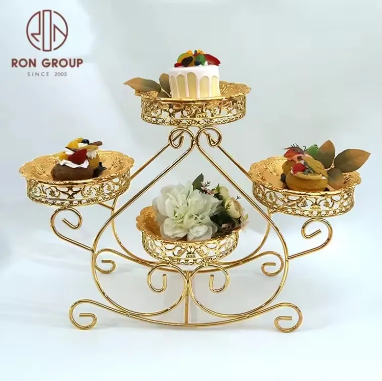 Commercio all'ingrosso torta di cristallo in oro per il dessert di compleanno decorazione di natale in metallo torta espositore per matrimonio