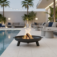 Brasero moderne rustique en acier Corten, grande cheminée ronde d'extérieur pour brûler du bois, idéal pour les jardins résidentiels, commerciaux et les patios.