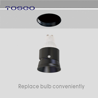 TOSEO Spot encastré anti-éblouissement noir 1 tête en aluminium moulé sous pression avec support de lampe GU10 pour plafond