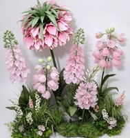 Meilleure Vente : Fleurs Artificielles Géantes en EVA, Fritillaria Rose Orange en Épanouissement, avec Support, 6 Pièces pour Décoration d'Événements et de Fêtes