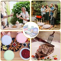 Pailles de blé multicolores réutilisables, 8 pièces, vaisselle de table, paille de blé micro-ondes incassables, assiettes, bols, tasses, cuillères