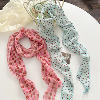 Écharpe fine en mousseline à pois pour femme, automne-hiver, 72,83*9,45 pouces, légère, longue, pour le cou, foulard décoratif, ceinture ou attache de sac