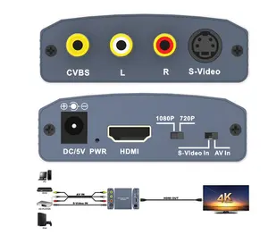 AV + S-Video Để HDMI Chuyển Đổi Hỗ Trợ Lên Đến 720 P/1080 P Độ Phân Giải Cho NTSC PAL