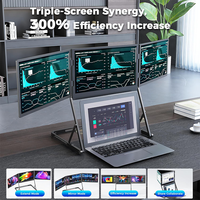 Moniteur à triple écran 15.6 "moniteur 1080P FHD moniteur de voyage IPS ultra-mince pour ordinateur portable utilisation professionnelle Plug n Play pour Windows/Mac