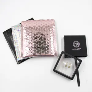 Custom Printed Envelope Air Padded Bubble Mailers Shipping Packaging Mailing Bags Rose Gold Poly Bubble Mailers Courier Delivery