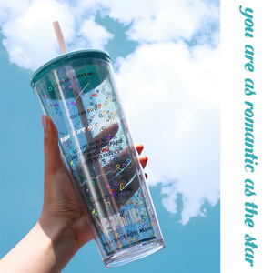Tasse Enfant En Acier Inoxydable 304 Avec Paille - Double Paroi Anti-brûlure - Marques De Mesure - Motifs Cartoon
