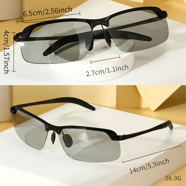 Ship From US Warehouse Photochromic Night Vision Sunglasses, UV400 Auto Tinting Anti-Glare Lenses, Day & Night Driving Eyewear