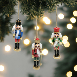 Pequeño rey de madera Cascanueces <span class=keywords><strong>soldado</strong></span> 3/S adorno colgante de <span class=keywords><strong>Navidad</strong></span> adornos navideños elegantes <span class=keywords><strong>figura</strong></span> ornamento - Product Image 5
