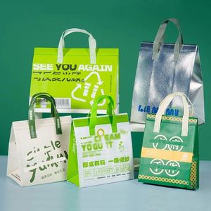 Sac isotherme jetable personnalisé en non-tissé avec caractéristiques thermiques et imperméables, motif lettres, pour l'emballage alimentaire (vente en gros) - Product Image 1