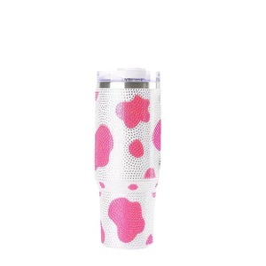 40oz Cross-Border Diamond Insulated Double Wall Stainless Steel Tumbler Print Straw Lid Customizable Logo Portable Thermos - Product Image 5