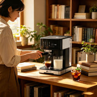 Machine à café expresso Anbolife 20 bars avec réservoir à lait, cafetière avec débitmètre et mousseur à lait, acier inoxydable, chauffe-tasses