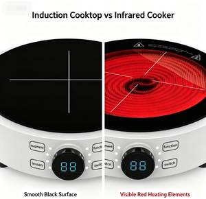 <span class=keywords><strong>Cuisinière</strong></span> électrique intelligente portable ronde à induction et infrarouge en céramique avec commande par bouton tactile - Product Image 4
