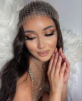 Élégant Voile de Mariée en Maille Ornée de Strass, Réseau à Cheveux Vintage Scintillant pour Mariages, Foulard Blanc