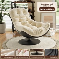 Fauteuil paresseux moderne BRIO JM-242 avec fonction pivotante, revêtement en tissu, pouf convertible pour chambre et salon