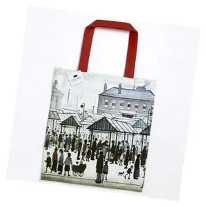 Bleached canvas flat bag - full colour process + one spot colour all-over print
