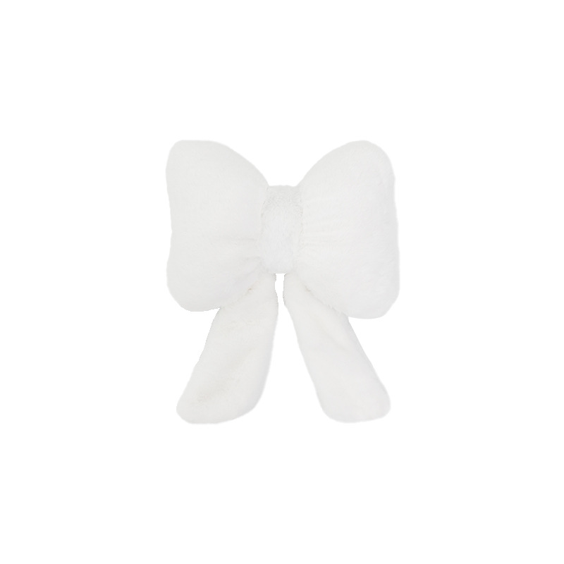 White rabbit fur bow ribbon headrest