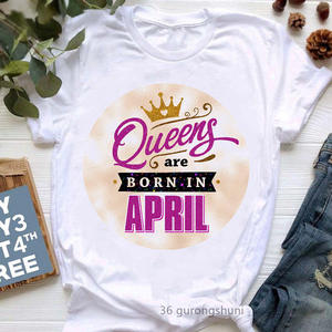 Camiseta informal personalizada <span class=keywords><strong>Queens</strong></span> Are Born in January December Crown Print Graphic StripesTshirt Mujeres Camiseta de regalo de cumpleaños de gran tamaño - Product Image 2