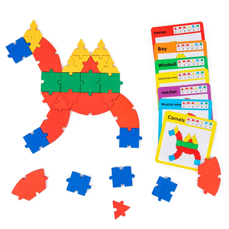 Early Learning Kids Toys Wooden Creative Geometric Shape Jigsaw Puzzle Pattern Creative puzzle