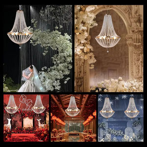 Lustre en cristal de luxe pendentif plafonniers acrylique source de lumière LED décorations de pièce maîtresse de salle d'événements de fête de mariage - Product Image 5