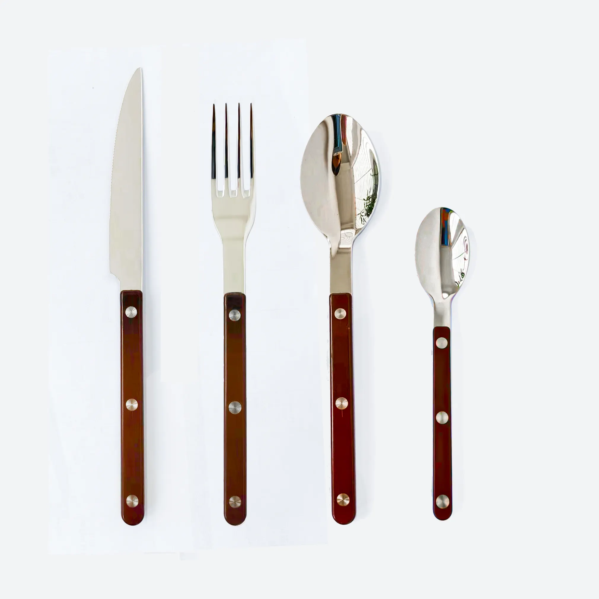 High Quality Stainless Steel Spoon Fork Unique ABS handle Korean Style Metal 4 pieces Flatware set
