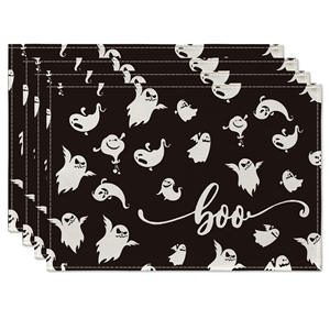 Набор из 4 осенних салфеток PANDA с рисунком тыкв и листьев для Хэллоуина, Дня Благодарения и урожая, винтажный стиль, полиэстер, 12x18 дюймов, для декора стола на вечеринку - Product Image 3