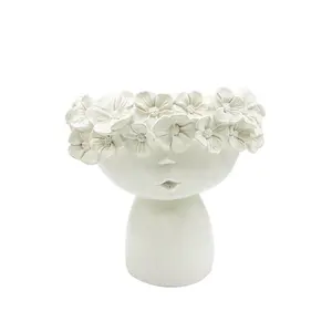 新设计现代艺术花盆装饰白色搞笑室内桌树脂面花盆头花盆